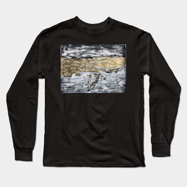 Silver Plovers in Kamouraska Long Sleeve T-Shirt by rainetteillus